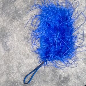 Blue Feathered Clutch